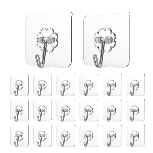 AIG Transparent Wall Hooks – Heavy Duty, Waterproof, Nail-Free (33lb Load)