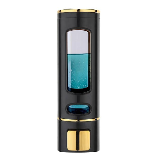 Liquid Soap Dispenser, Wall Mounted, 400ml, Black with Gold Accents, ABS Plastic, Refillable (Black)