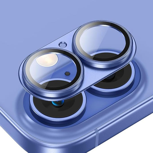AIG Camera Lens Protector for iPhone 16 / 16 Plus – Tempered Glass with Metal Frame - Blue Joint