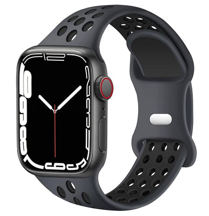 AIG Sports Silicone Band for Apple Watch / iWatch 42mm 44mm 45mm 46mm 49mm – Soft Silicone Sport Strap Compatible with Apple Watch Series 1-9, SE & Ultra (BLACK)