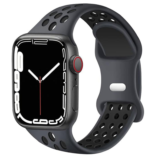 AIG Sports Silicone Band for Apple Watch / iWatch 42mm 44mm 45mm 46mm 49mm – Soft Silicone Sport Strap Compatible with Apple Watch Series 1-9, SE & Ultra (BLACK)