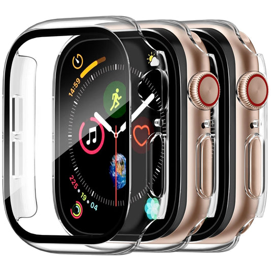 AIG Apple Watch 41mm Hard Case with Tempered Glass Screen Protector, Ultra-Thin Protective Cover for Series 9, 8 & 7, Clear/Transparent (3 Pack)