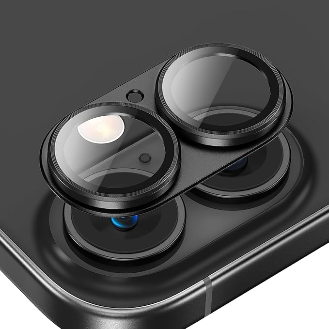 AIG Camera Lens Protector for iPhone 16 / 16 Plus – Tempered Glass with Metal Frame - Black Joint
