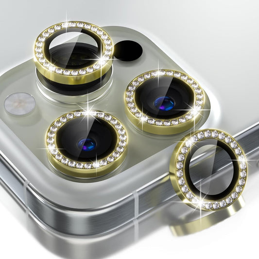 AIG iPhone 16 Pro/16 Pro Max Camera Lens Protector Bling – Gold Diamond