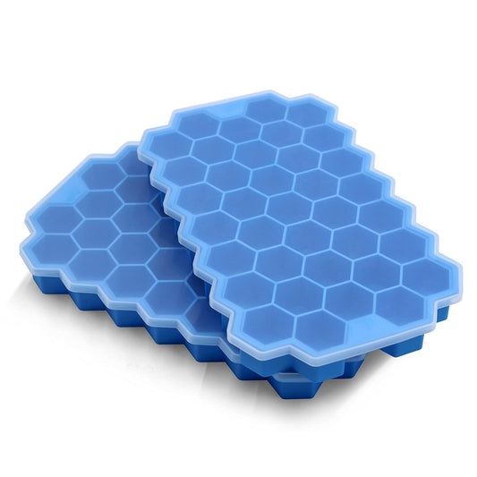 AIG (02 PACK) 37-Grid Silicone Ice Cube Tray with Lid – Easy Release & Reusable Small Ice Molds for Freezer
