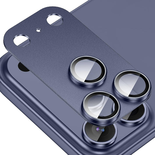 AIG Camera Lens Protector for iPhone 17 Pro – 9H Tempered Glass, Metal Ring, Blue Joint