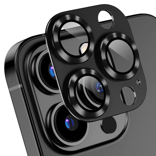 AIG Camera Lens Protector for iPhone 15 PRO /15 PRO MAX &14 PRO /14 PRO MAX Metal 9H Tempered Glass Lens Screen Protector Rings HD clear – BLACK JOINT