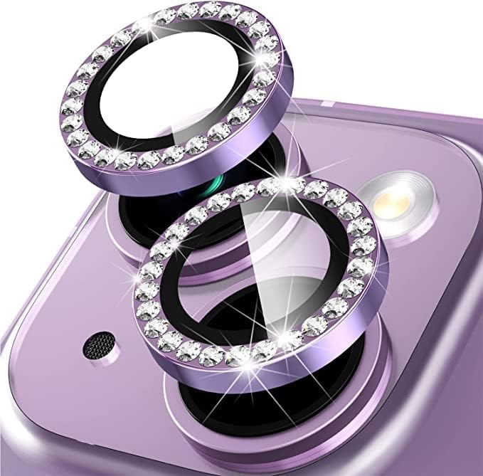 AIG Camera Lens Protector Compatible for iPhone 14/iPhone 14 Plus, [ Anti-Scratch ] Premium 9H Tempered Glass Film Aluminum Alloy Lens Ring Cover