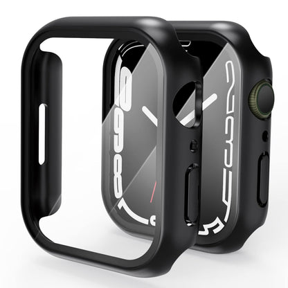 AIG Apple Watch 45mm Hard Case with Tempered Glass Screen Protector, Ultra-Thin Protective Cover for Series 9/8/7 - Black (04 PACK)