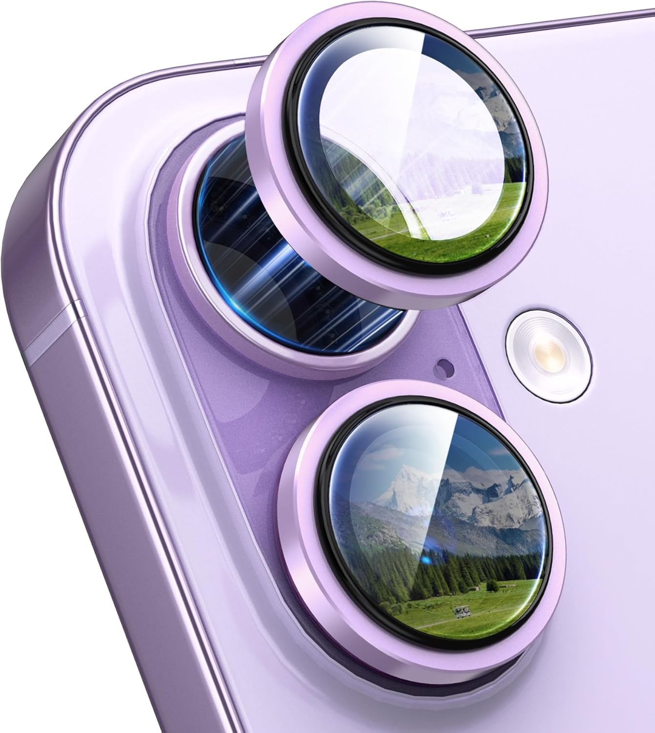 AIG Camera Lens Protector for iPhone 17 with 9H Tempered Glass, Bling Metal Ring, Scratch-Proof, HD Clear, Case Friendly – Purple