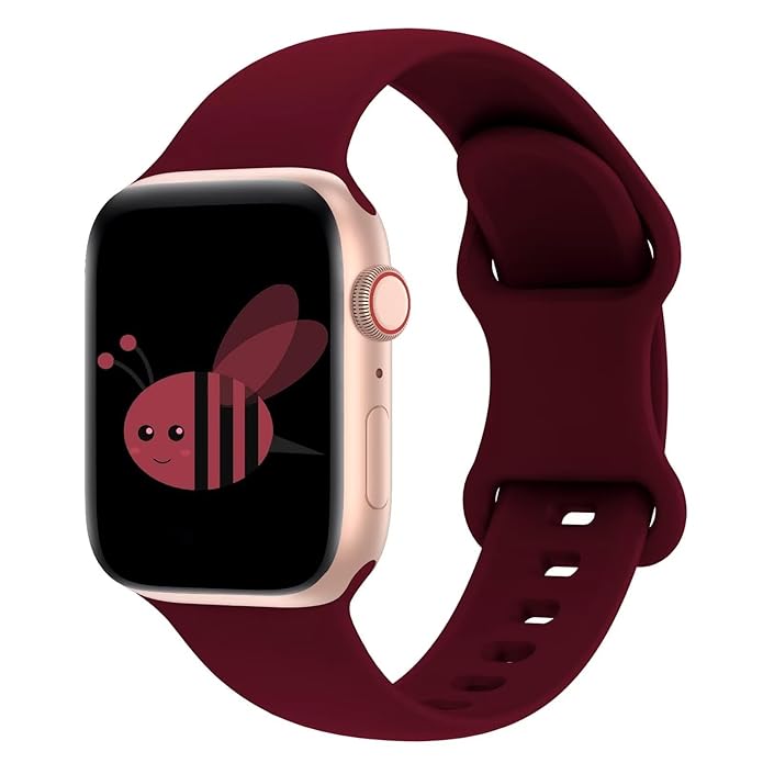 AIG Sports Silicone Band for Apple Watch / iWatch 42mm 44mm 45mm 46mm 49mm – Soft Silicone Sport Strap Compatible with Apple Watch Series 1-9, SE & Ultra (Wine Red)