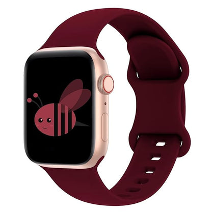AIG Sports Silicone Band for Apple Watch / iWatch 42mm 44mm 45mm 46mm 49mm – Soft Silicone Sport Strap Compatible with Apple Watch Series 1-9, SE & Ultra (Wine Red)