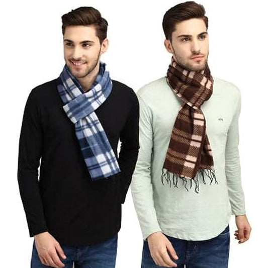 (Pack of 2) Soft Woolen Muffler for Men & Women | Warm Winter Neck Scarf | Unisex Casual Woolen Shawl | Assorted Colors, Free Size