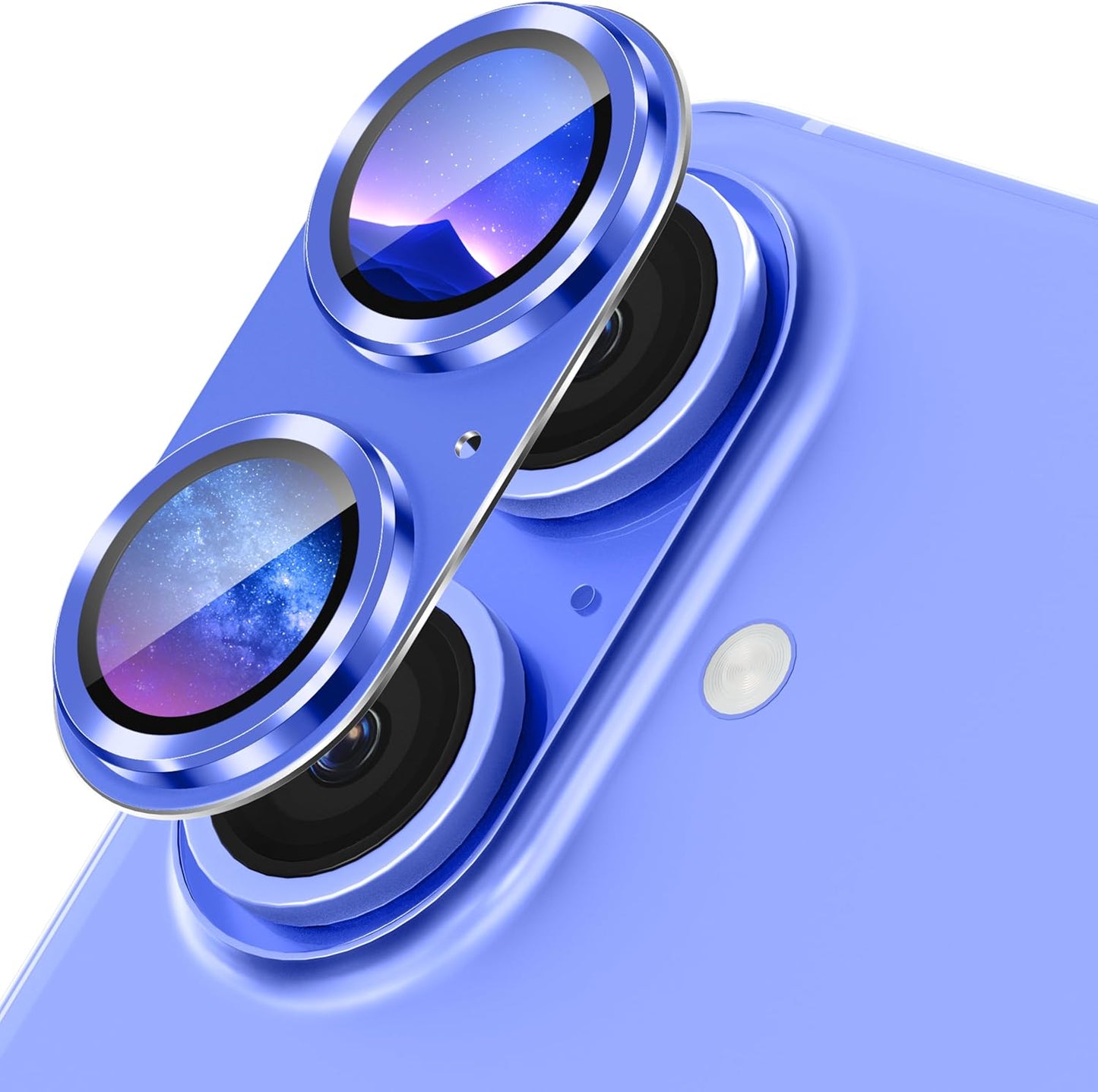 AIG Camera Lens Protector for iPhone 16 / 16 Plus – Tempered Glass with Metal Frame - Blue Joint