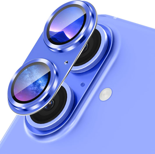 AIG Camera Lens Protector for iPhone 16 / 16 Plus – Tempered Glass with Metal Frame - Blue Joint