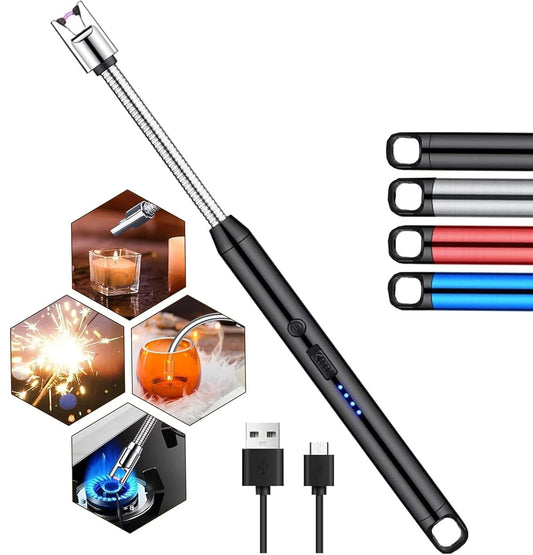 AIG USB Rechargeable Plasma Lighter – Windproof, Flexible Neck for Gas Stove & Candles (1 Pack, Random Color)