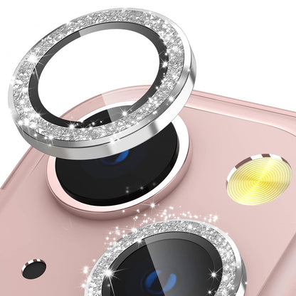 AIG Camera Lens Protector Compatible with iPhone 13 & iPhone 13 Mini, 9H Tempered Glass Camera Lens Cover, Aluminum Alloy Metal Ring, HD Clear, Anti Scratch, Case Friendly, Glitter