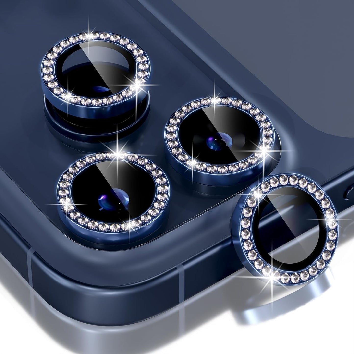 AIG Camera Lens Protector for iPhone 17 Pro / 17 Pro Max – 9H Tempered Glass with Metal Ring (Blue Diamond, HD Clear, Easy Install)