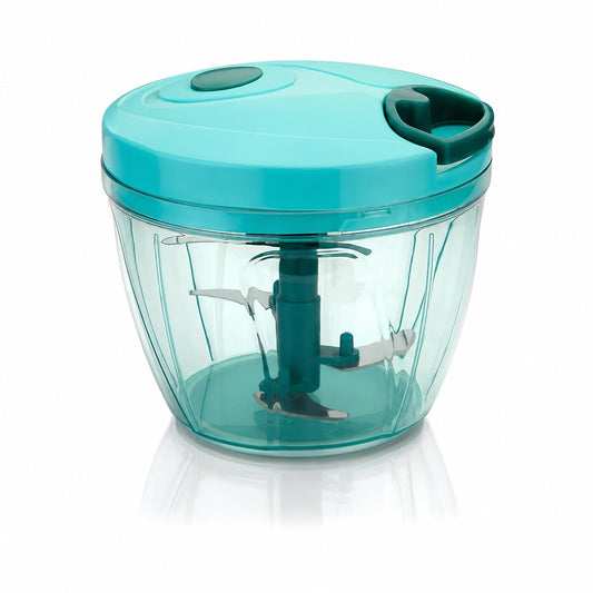 Manual Pull Cord Vegetable Chopper 900ml | Multipurpose Food Chopper with Stainless Steel Blades | Onion, Garlic, Vegetable, Fruit & Nut Cutter | BPA-Free Kitchen Chopper