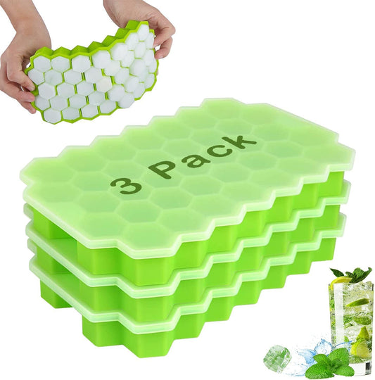 AIG Honey Cone Ice Cube Tray with Lid – Pack of 3, Freezer Safe