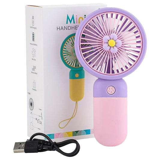 AIG Portable Rechargeable Mini Fan | USB Handheld Personal Cooling Fan with 3 Speed Modes | Silent Travel Fan for Office, Makeup, Kitchen & Outdoor Use | Random Color