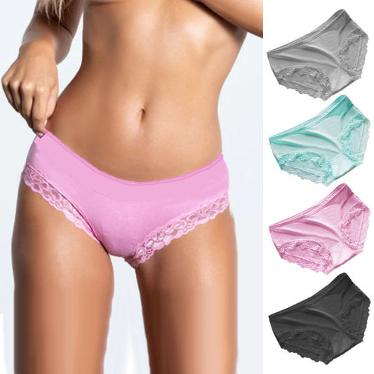Women’s Cotton Lace Panties – Mid Waist Comfortable Breathable Underwear for Women