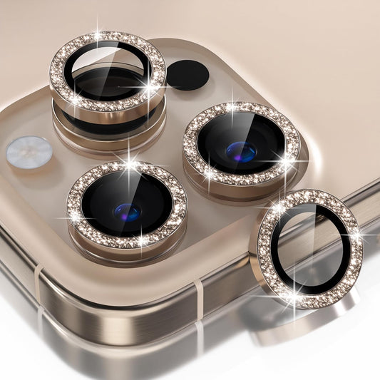 AIG iPhone 16 Pro/16 Pro Max Camera Lens Protector Bling – Glitter Titanium Desert