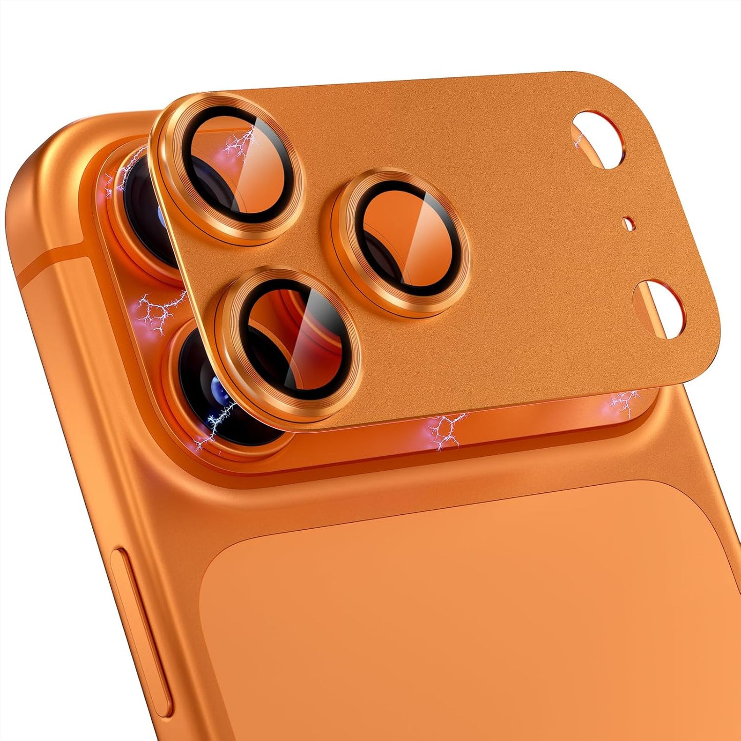 AIG Camera Lens Protector for iPhone 17 Pro Max – 9H Tempered Glass, Metal Ring, Orange Joint