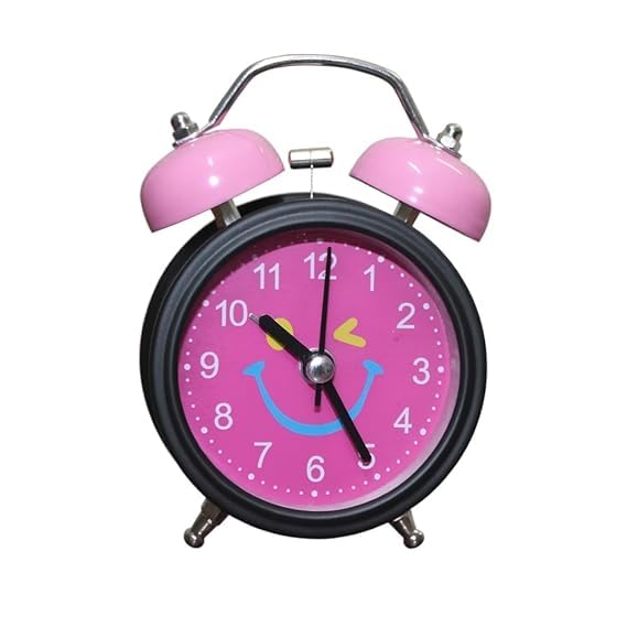Retro Twin Bell Alarm Clock with Smiley Dial | Loud Alarm, Metal Body, Analog Display, Battery Operated | Bedside/Table Clock for Kids & Adults