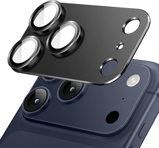 AIG Camera Lens Protector for iPhone 17 Pro – 9H Tempered Glass, Metal Ring, Black Joint