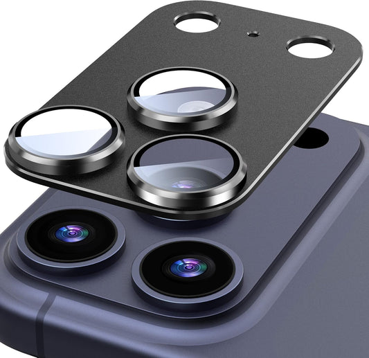 AIG Camera Lens Protector for iPhone 17 Pro Max – 9H Tempered Glass, Metal Ring, Black Joint