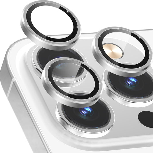 AIG Camera Lens Protector for iPhone 13 Pro/13 Pro Max – Tempered Glass & Aluminum Cover - Silver