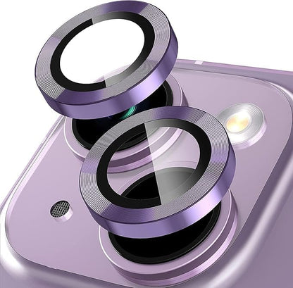 AIG Camera Lens Protector Compatible for iPhone 14/iPhone 14 Plus, [ Anti-Scratch ] Premium 9H Tempered Glass Film Aluminum Alloy Lens Ring Cover
