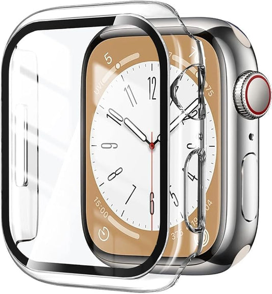 AIG 2-Pack Apple Watch 45mm Case with Tempered Glass – Series 9/8/7, Ultra-Thin Transparent Cover