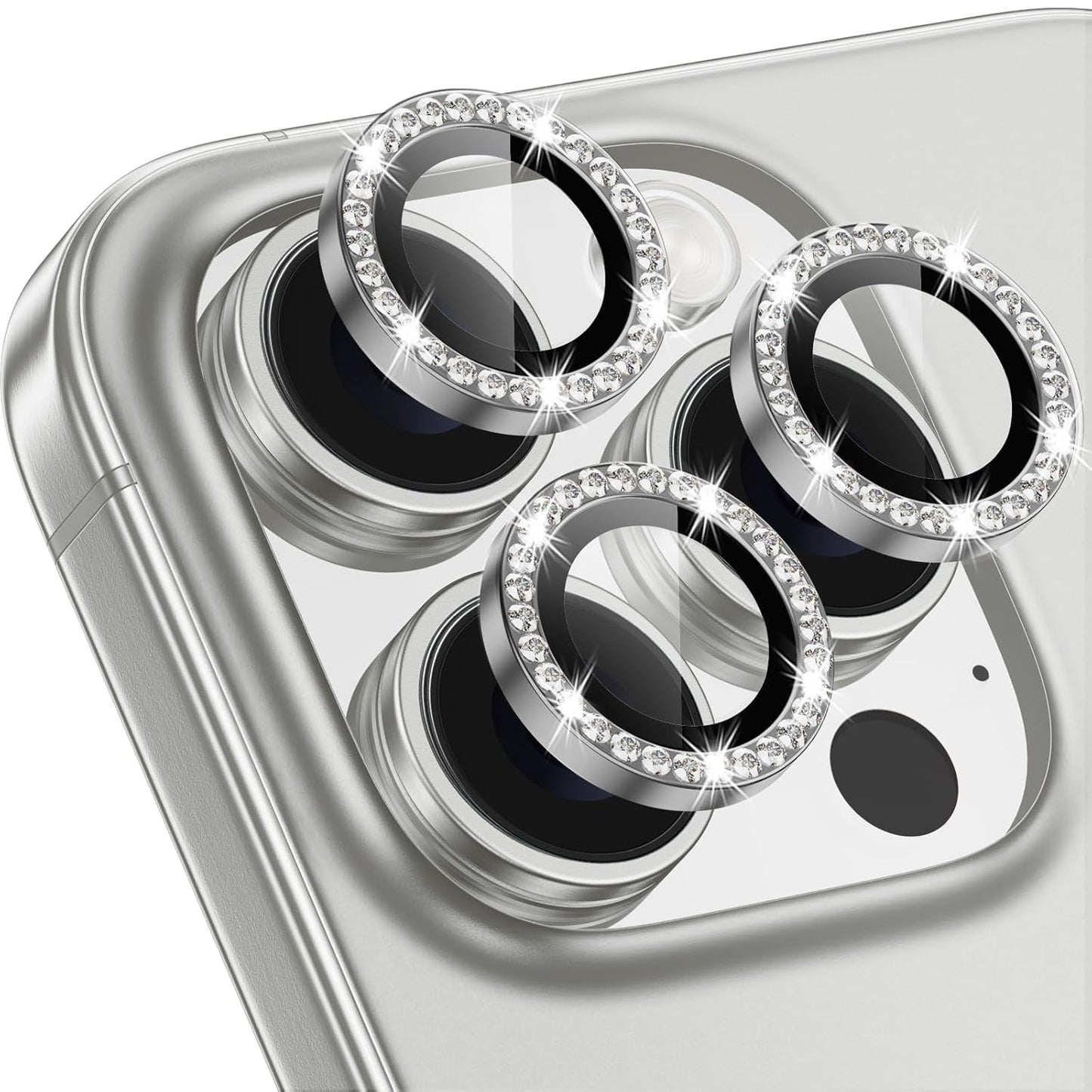 AIG Camera Lens Protector for iPhone 17 Pro/Pro Max –9H Tempered Glass with Diamond Metal Ring, Scratch Resistant, HD Clear (Titanium Grey Diamond)