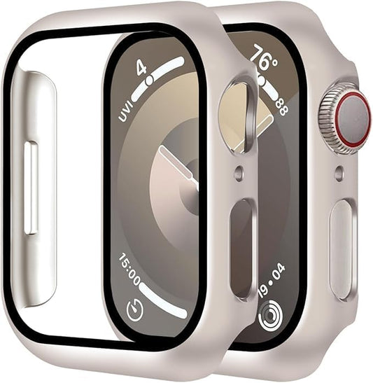 AIG 2-Pack Apple Watch Series 10 Case 46mm – Tempered Glass & Hard PC Cover, Ultra-Thin - Starlight