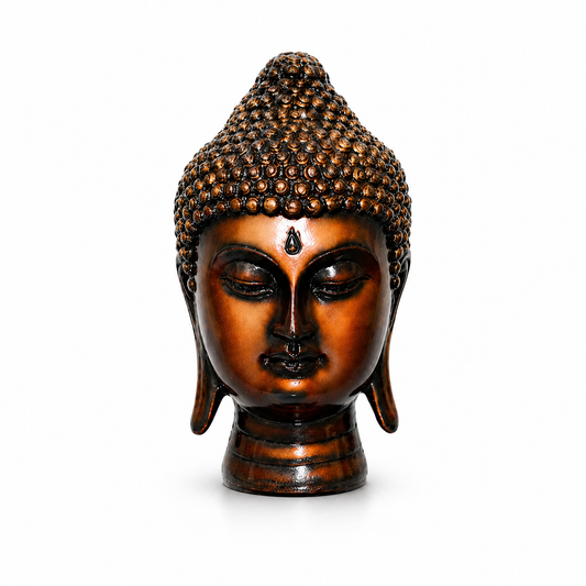 Handcrafted Brass Buddha Head Idol, Bronze Finish, Meditation Décor Statue for Home, Office, Yoga Studio