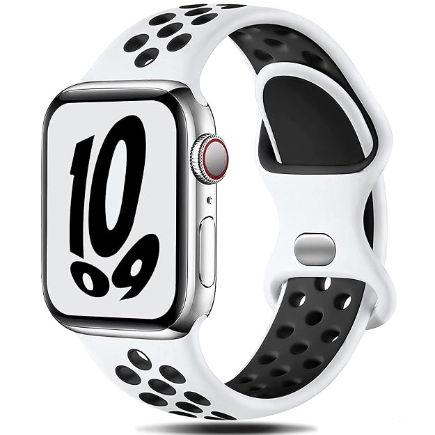 AIG Silicone Sport Band Compatible with Apple Watch 38mm - White & Black