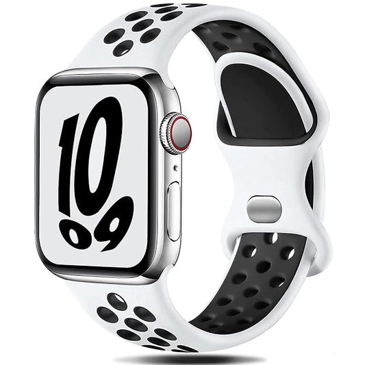 AIG Silicone Sport Band Compatible with Apple Watch 49mm - White & Black