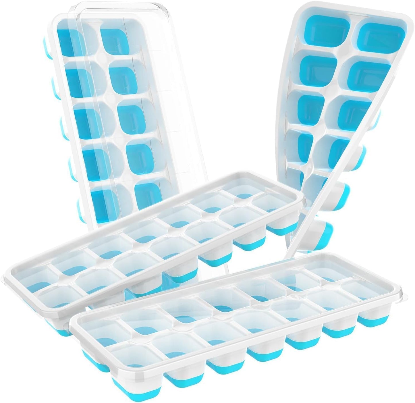 AIG Ice Cube Trays for Freezer, 28 Cubes Easy-Release Silicone Ice Trays with Spill-Resistant Lids, Reusable Stackable BPA-Free Ice Tray for Cocktails, Drinks & Beverages (2 Pack)