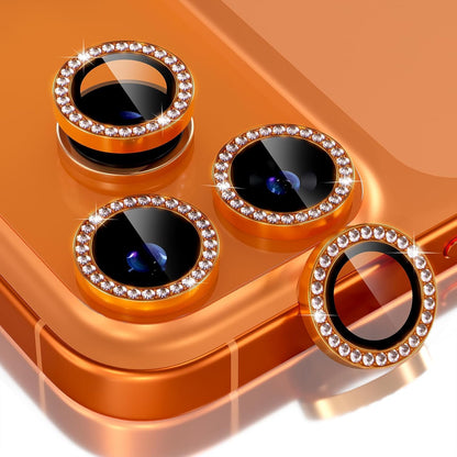 AIG Camera Lens Protector for iPhone 17 Pro/Pro Max –9H Tempered Glass with Diamond Metal Ring, Scratch Resistant, HD Clear (Orange Diamond)
