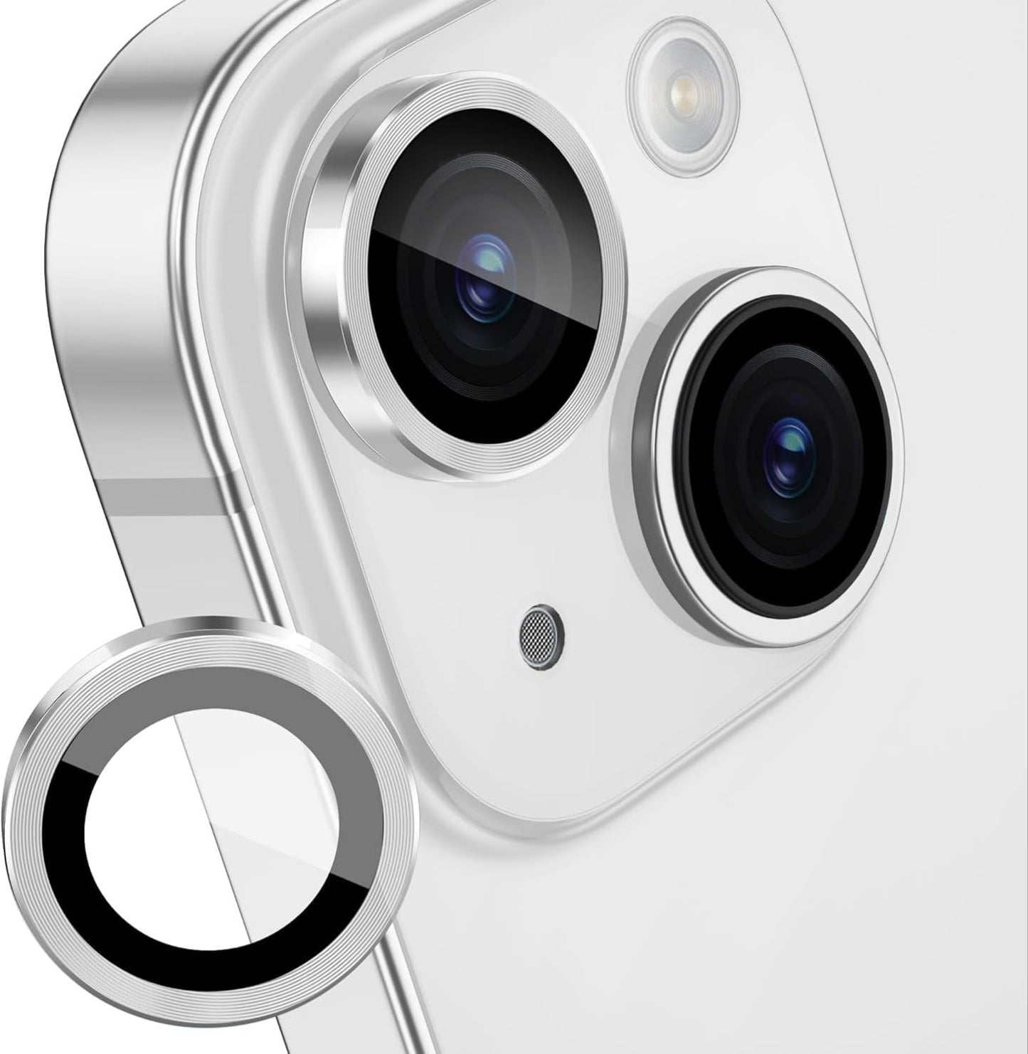 AIG Camera Lens Protector Compatible for iPhone 14/iPhone 14 Plus, [ Anti-Scratch ] Premium 9H Tempered Glass Film Aluminum Alloy Lens Ring Cover