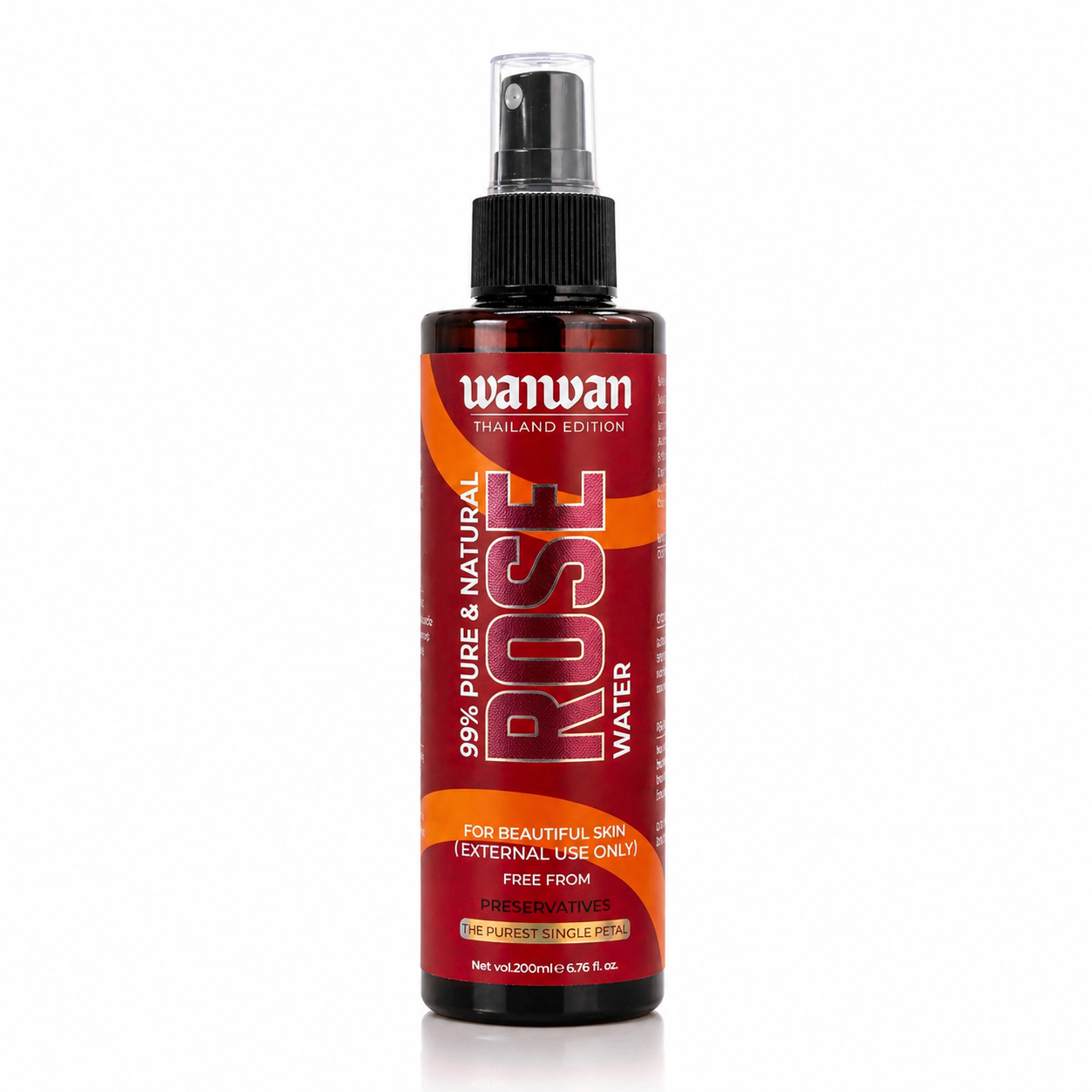 Wanwan 99% Pure & Natural Rose Water Spray 200ml | Face Toner, Facial Mist & Makeup Setting Spray | Hydrating, Refreshing & Skin Brightening | For All Skin Types | Preservative-Free Rose Water