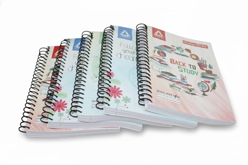 SAT Premium Spiral Notebook Set – Wire Bound Ruled Notebooks for School, College & Office | Smooth Writing Study Notebook Pack
