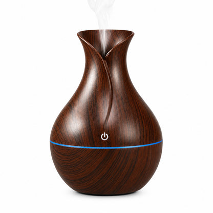 Aroma Diffuser Humidifier for Room & Home | Wood Grain Essential Oil Diffuser | Ultrasonic Cool Mist Air Humidifier for Bedroom | 3 Colour LED Light | Touch Control | Auto Shut-Off | 200ml