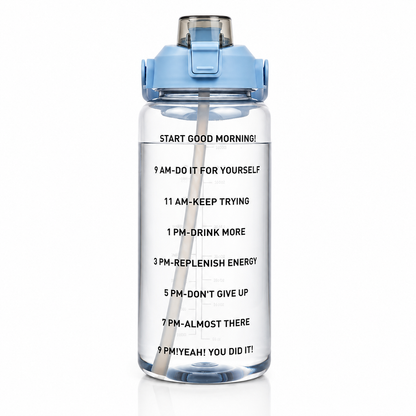 2L Motivational Water Bottle with Straw & Time Marker – BPA-Free Leakproof Sports Water Bottle for Gym, Office, School, Travel & Fitness (Blue)