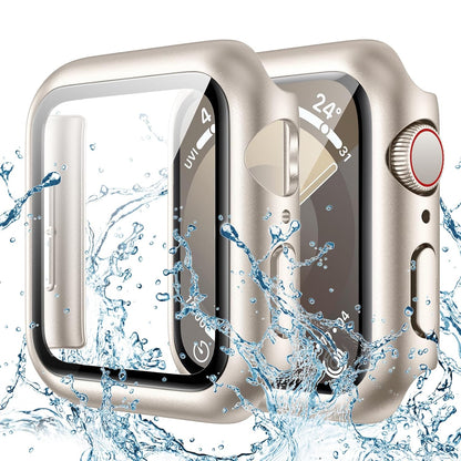 AIG Clear Hard Case with Tempered Glass for Apple Watch 40mm (Series 4/5/6) - Starlight (02 PACK)