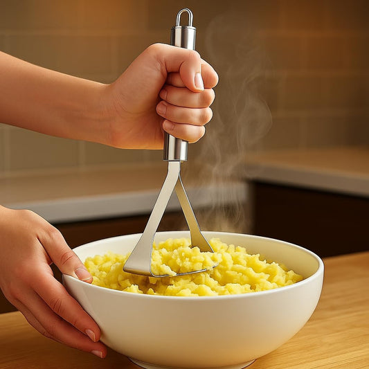 AIG Stainless Steel Potato & Vegetable Masher – Heavy Duty, Rust-Resistant, Ergonomic Handle, Easy to Clean
