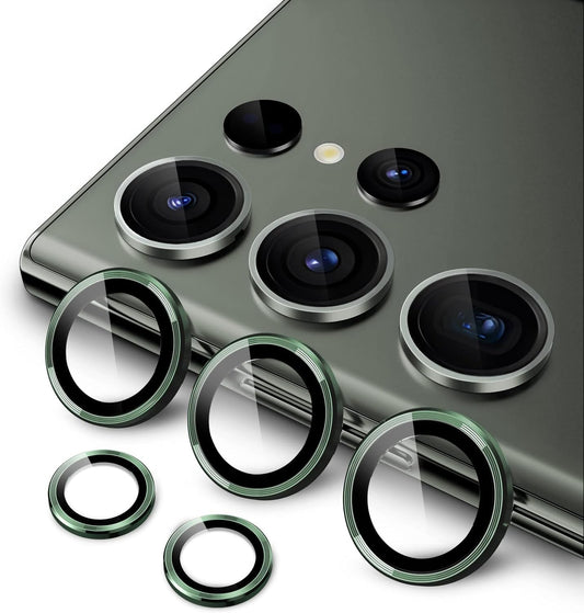 AIG Camera Lens Protector for Samsung Galaxy S23 Ultra – Scratch-Resistant 9H Tempered Glass with Alloy Edge Cover (Green, 5G 2023)