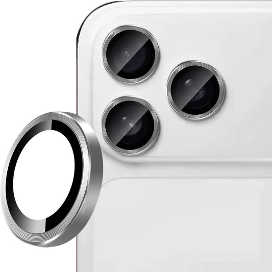 AIG Camera Lens Protector for iPhone 17 Pro / Pro Max – 9H Tempered Glass with Metal Ring, Scratch Resistant, HD Clear (Silver)